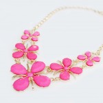 Neon Pink Daisy Linked Floral Necklace